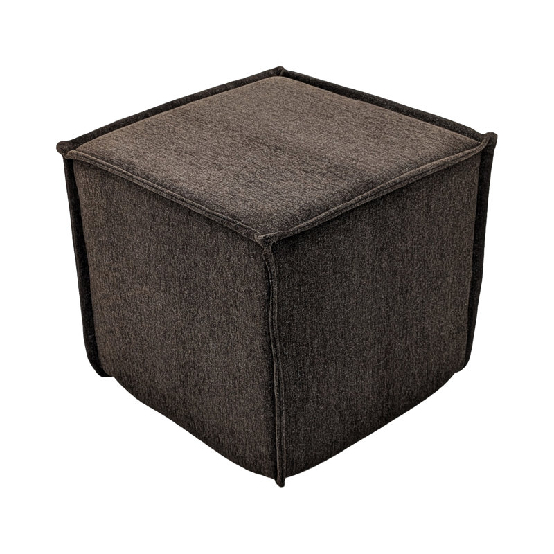 Hampton Square Pouf Ottoman - Walnut Brown, Walnut Brown