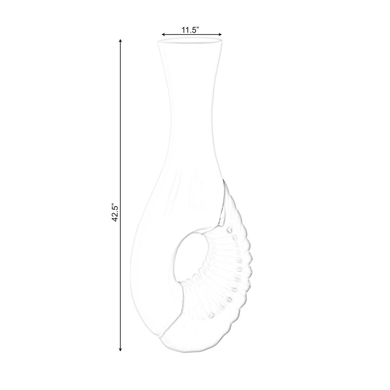 Modern Black and White Tall Fiberglass Floor Vase