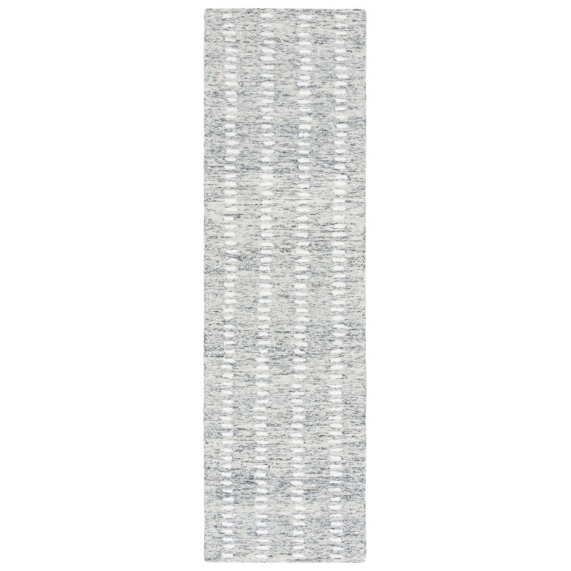 Verree Abstract Hand Tufted Wool/Chenil/Cotton Abstract Rug in Ivory/Gray, Runner 2'3" x 8'