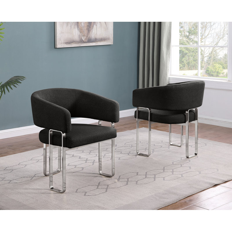 Chaises d'appoint Teddy, Argent argent, Noir