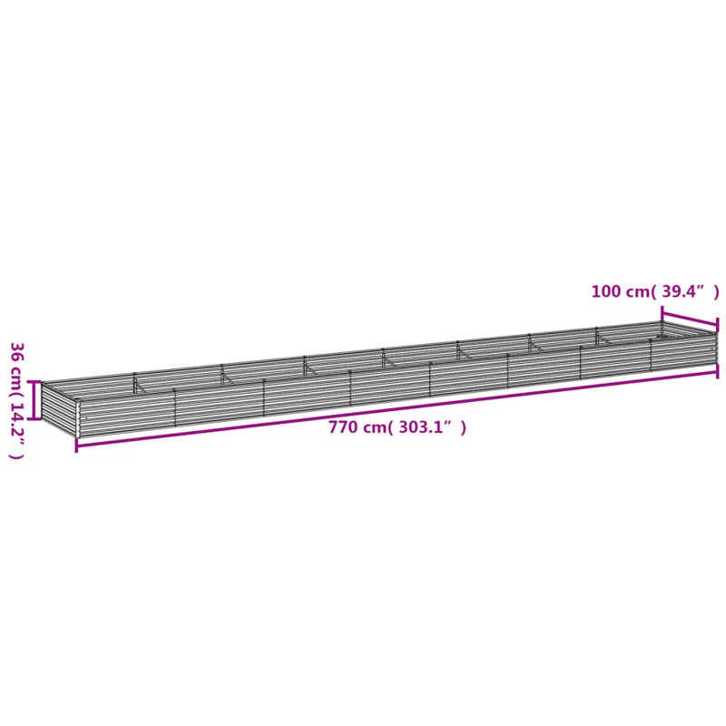 Almarene Metal Raised Garden Bed, 36cm H x 770cm W x 100cm D