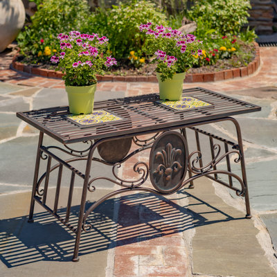 Atlantis Collection Rectangular Mosaic Metal Table - Plato - 40"L x 20"H