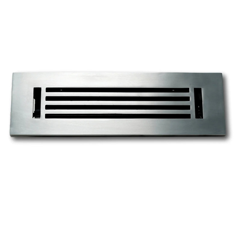 Couvercle d'évent linéaire en aluminium avec registre Madelyn Carter - registre de plancher et de mur, Satin brossé