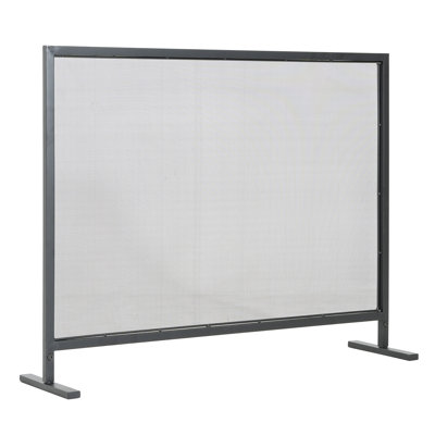 Freestanding Panel Fireplace Screen – Iron Powder Coated Industrial Water Pipe Design, Living Room/primary Living Space