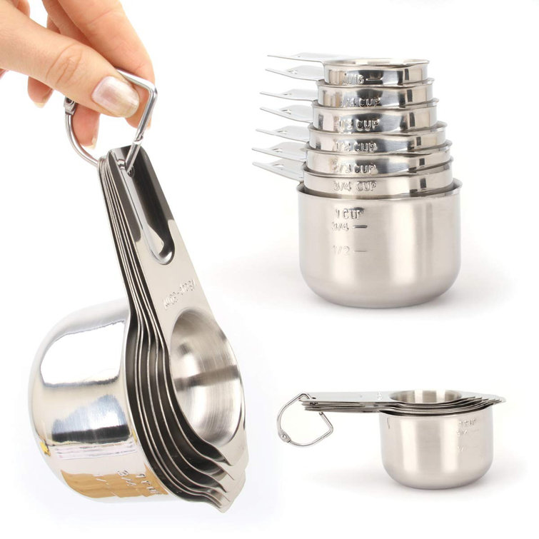 2lbdepot 14 Cup Measuring Cup Premium 188 Stainless Steel Metal Stackable, Size: 1/4 Cup, Silver