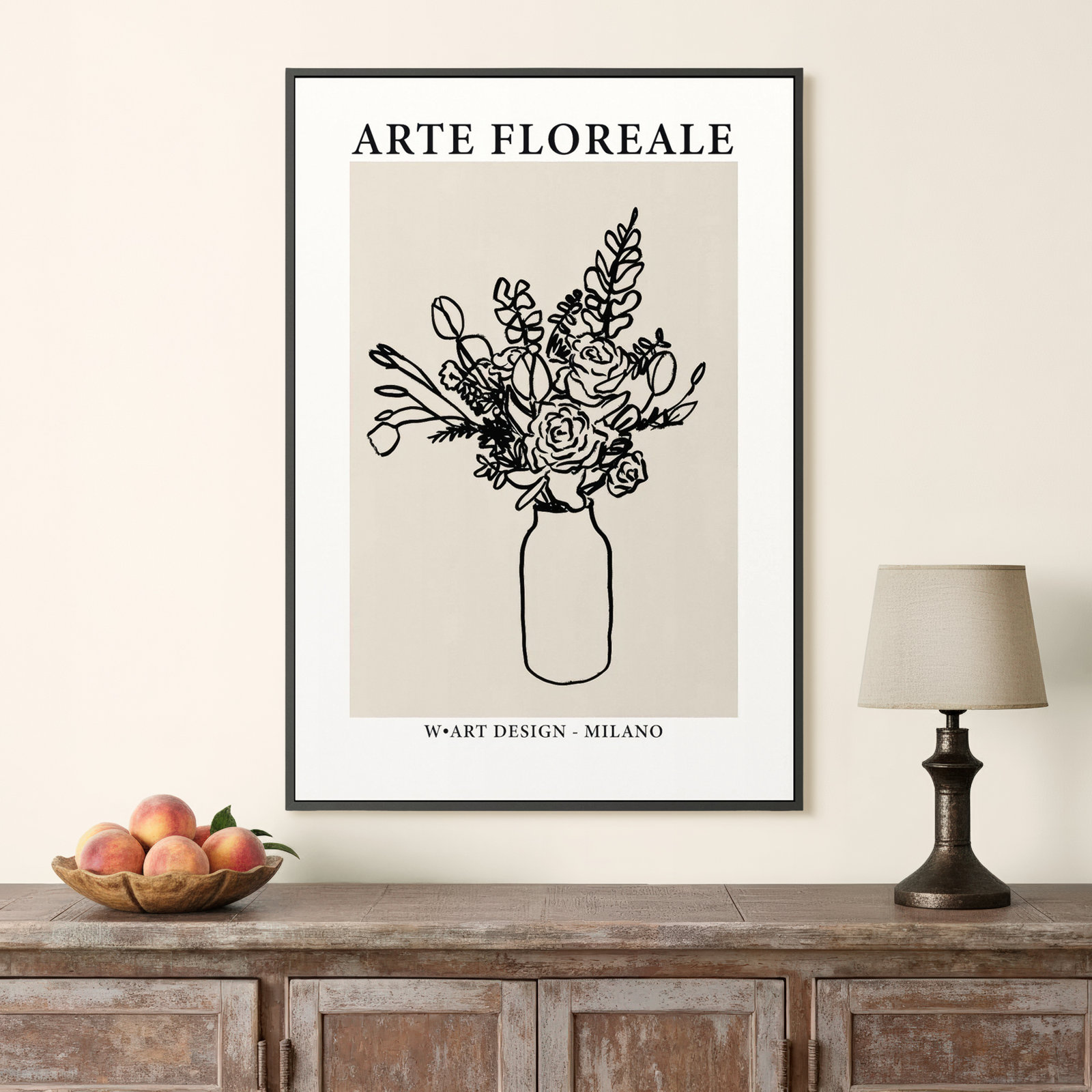 Arte Floreale 2 by Romina Gadler, Black Canvas Framed, 38" H x 26.5" W