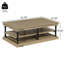 Table basse 55,1 "en bois avec pieds et 2 tablettes de rangement ouvertes