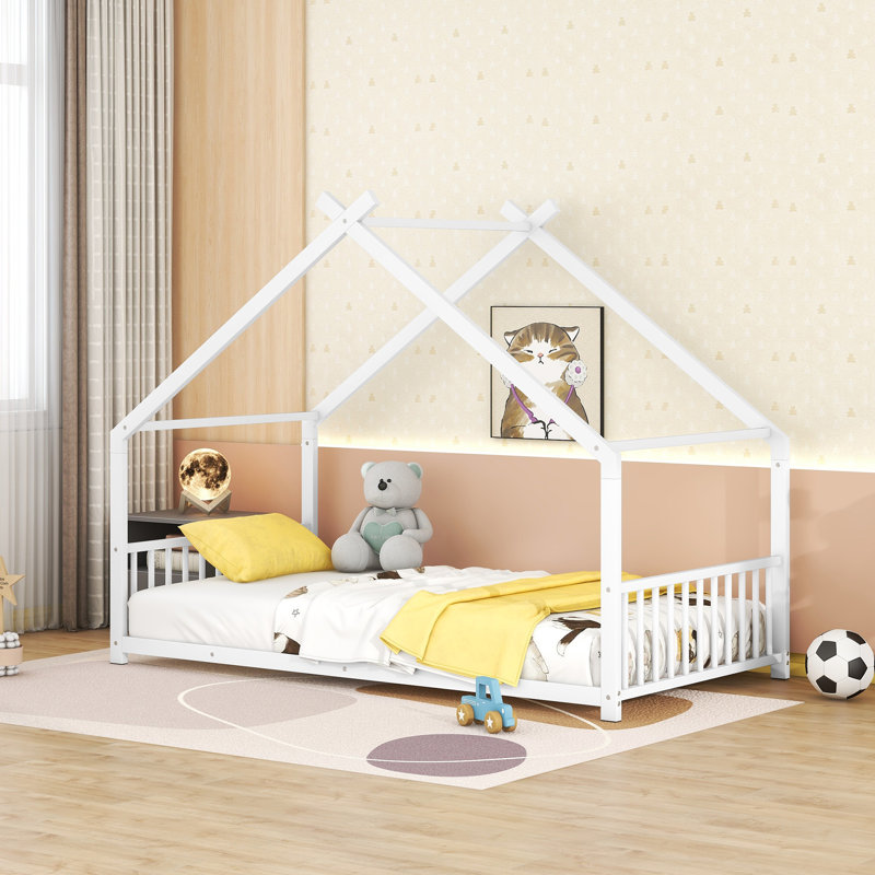 Tomita Metal House Bed, White, Twin