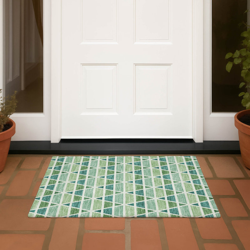 Machine Washable Indoor/Outdoor Chantille ACN2733 Geometric Rug, Teal, 2'6" x 3'10"