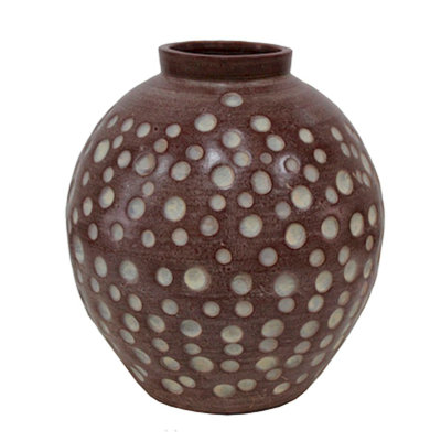 Vase de table en céramique 15" doré et bleu-vert Nocturne