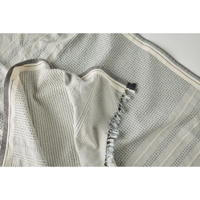 Bay Cotton Striped Jacquard Tea Towel, Gulf/Undyed