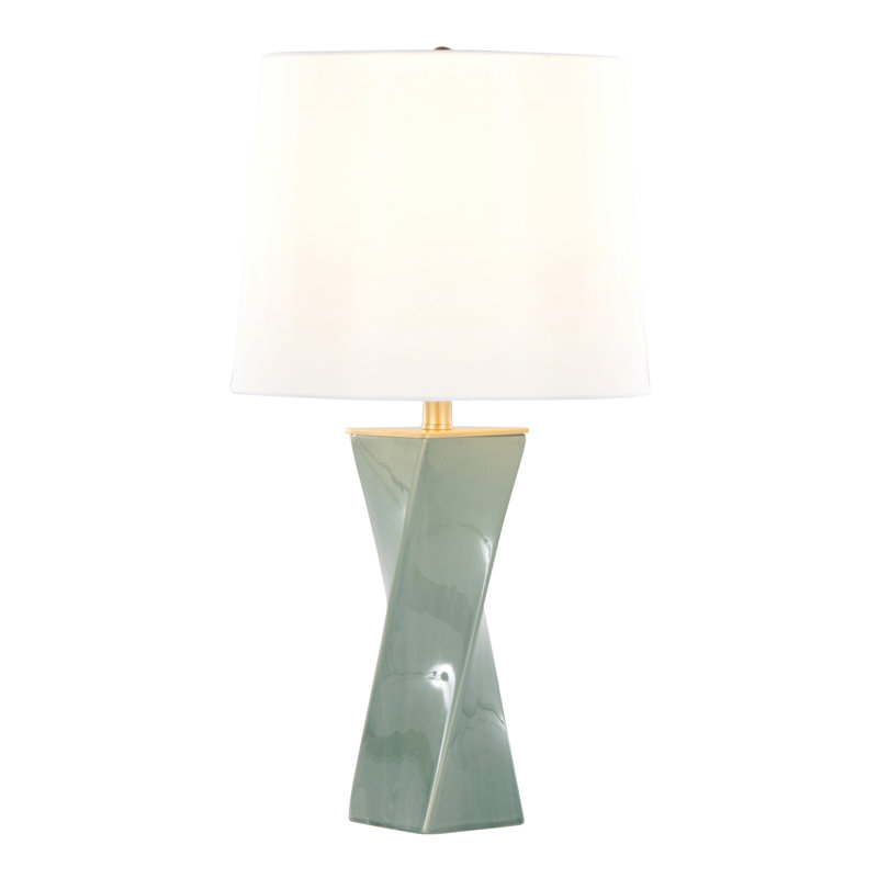 Lampe de table carrée en céramique 26 po Curvo, Vert