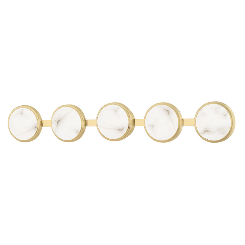 Aged Brass and White Alabaster 5-Light LED Vanity Fixture