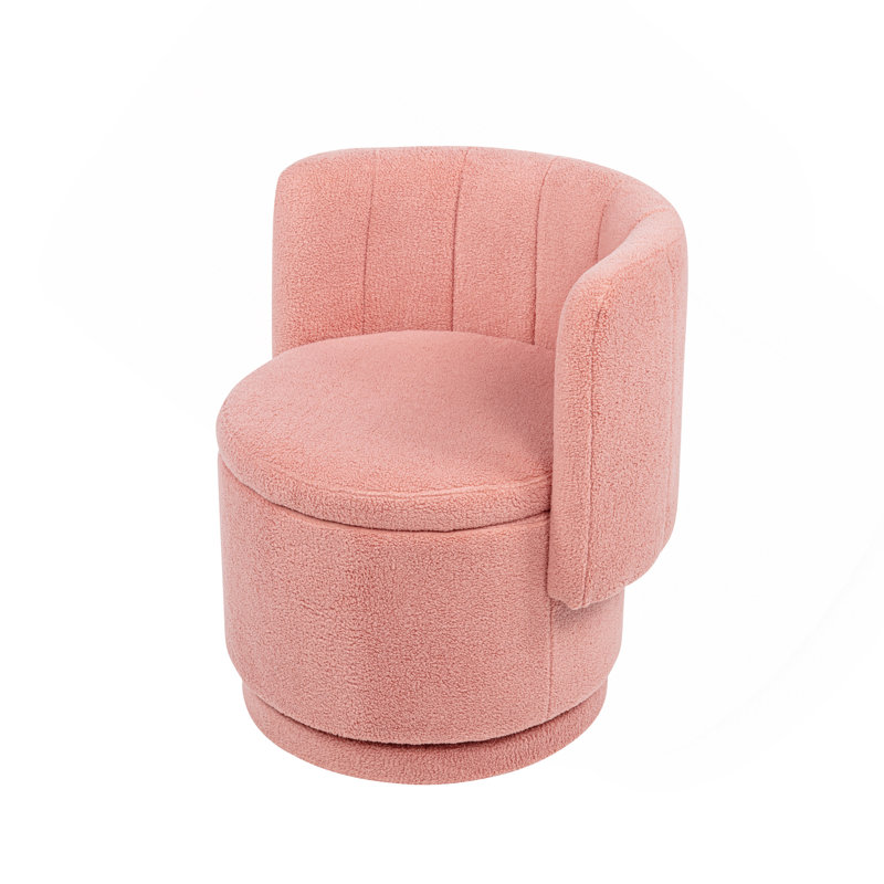 Fauteuil pivotant à 360 degrés avec espace de rangement, convenant à la chambre à coucher et au salon (rose)