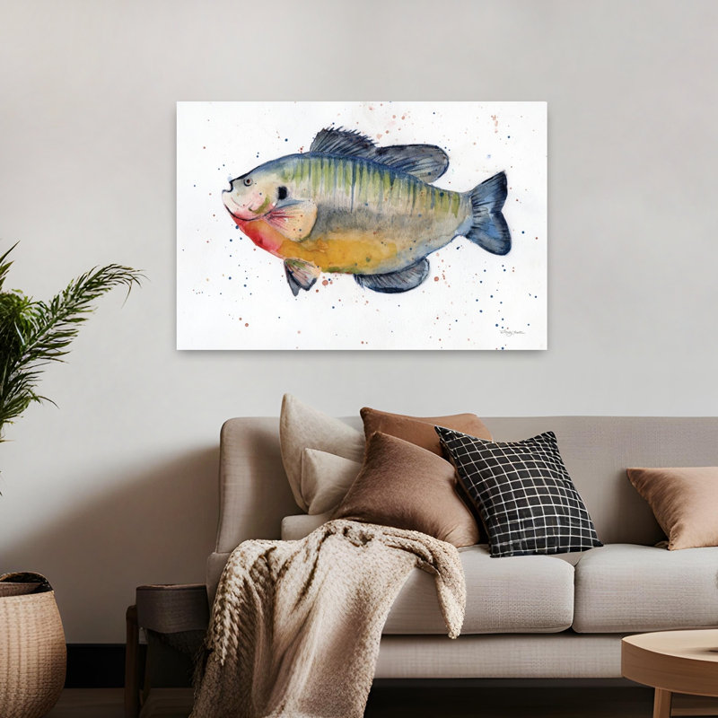 Poisson de mer d'eau douce, art côtier, H 32 po x l 48 po