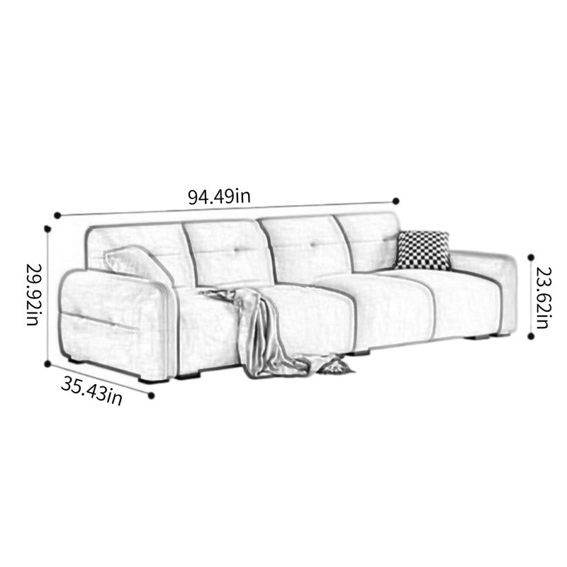 Canapé de salon moderne et simple, H 29,92 po x l 94,49 po x P 35,43 po, 3, Rose / blanc cassé