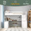 Lit mezzanine simple avec 7 tiroirs, 2 tablettes et un bureau-517205609