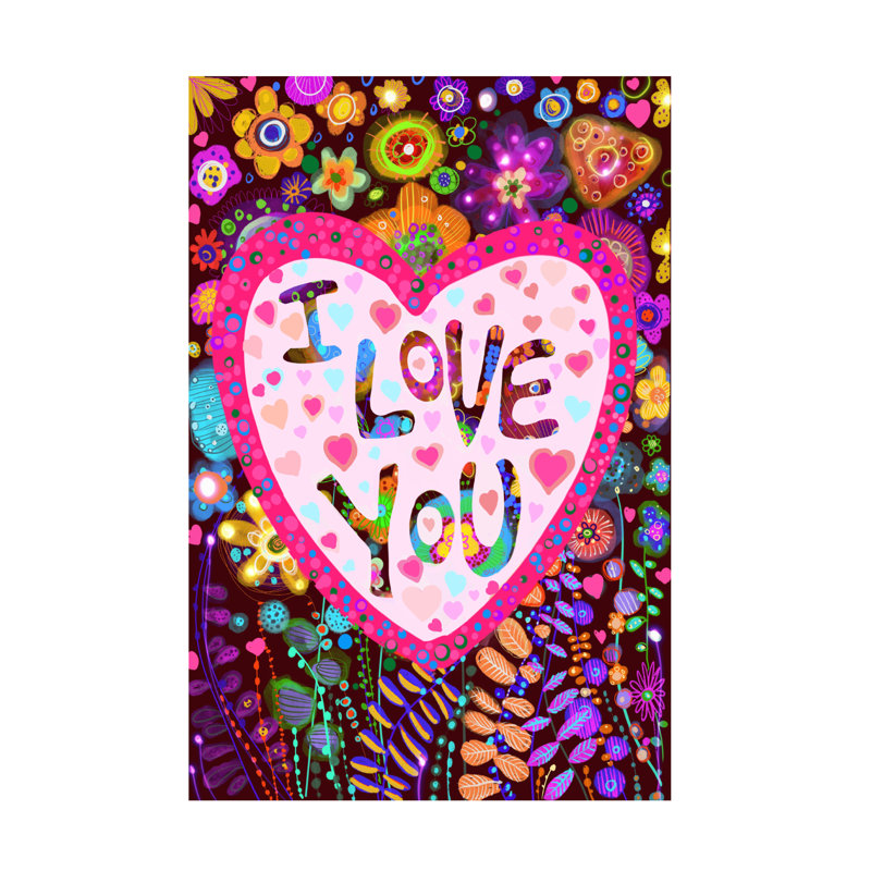 Art mural sur toile tendue - «I Love You Card» de Noemi Ibarz pour décoration de salon, de chambre à coucher ou de bureau - 16 x 24