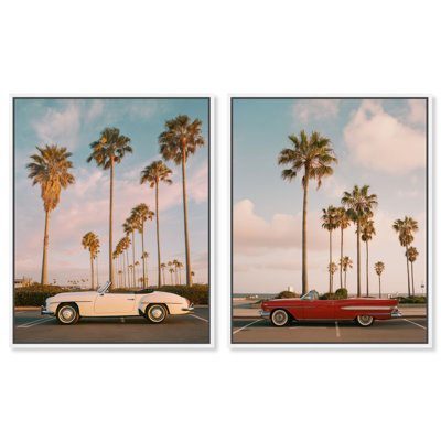 «Coastal Drive Duo», ensemble de photographies côtières à impression acrylique encadrée par Art Remedy, cadre blanc, 36 x 45