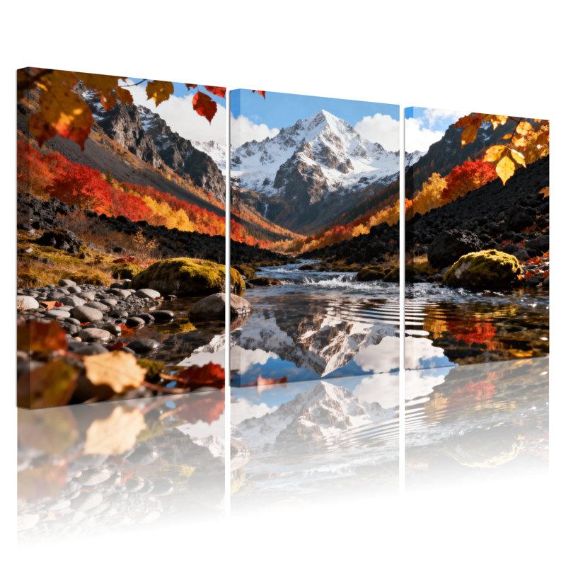 Ensemble de 3 impressions d'art sur toile, paysages d'automne et montagnes, H 30 po x l 60 po