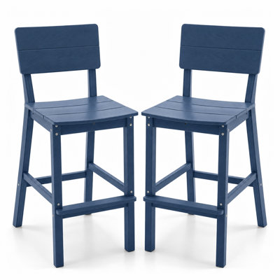 HDPE Outdoor Bar Height Chair - All-Weather Patio Bar Stool with Ergonomic Backrest, Curved Saddle Seat, Built-in Footrest & 360 lbs Weight Capacity, High Top Counter Chair for Deck & Porch