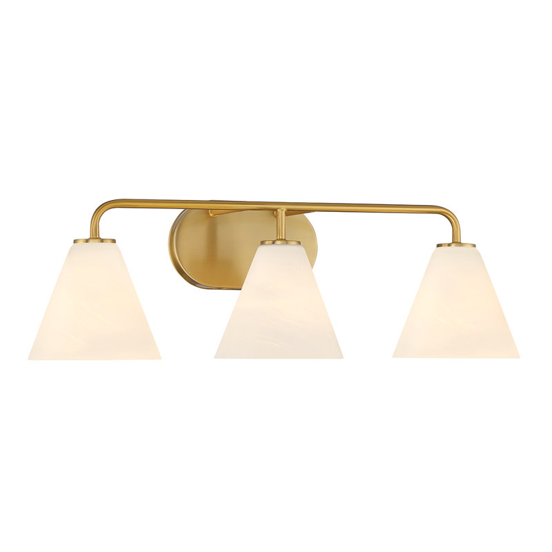  Falbo 3-Light Bathroom Vanity Light in Warm Brass, Brass, 3 Lights