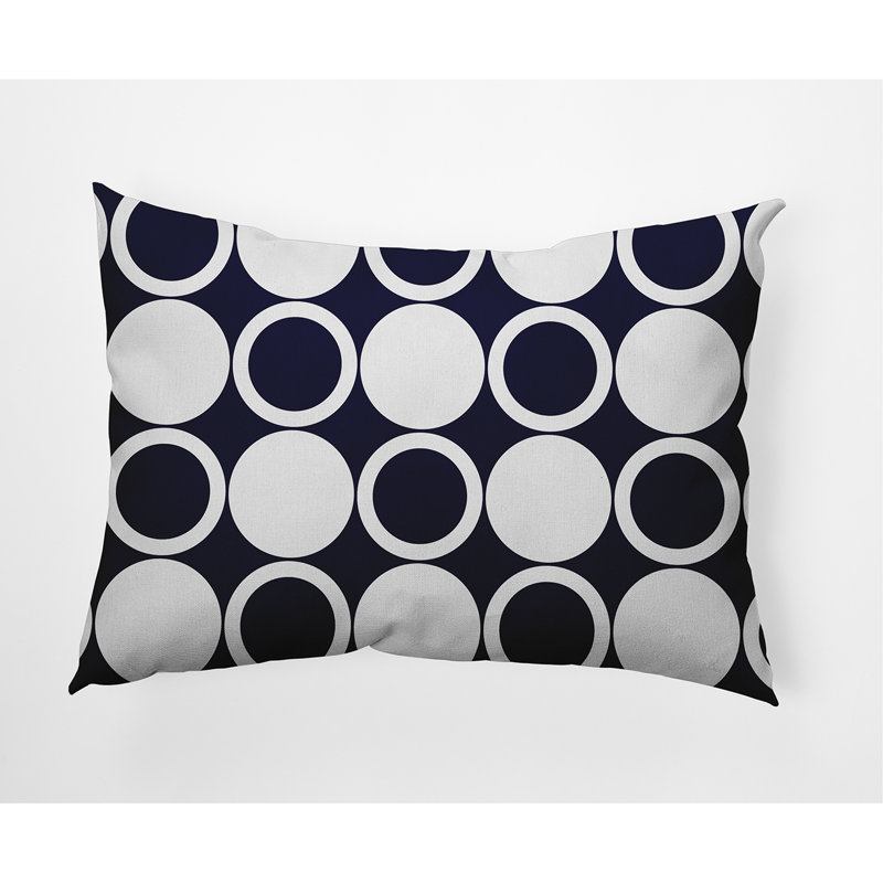 Geometric Reversible Throw Pillow, Navy Blue