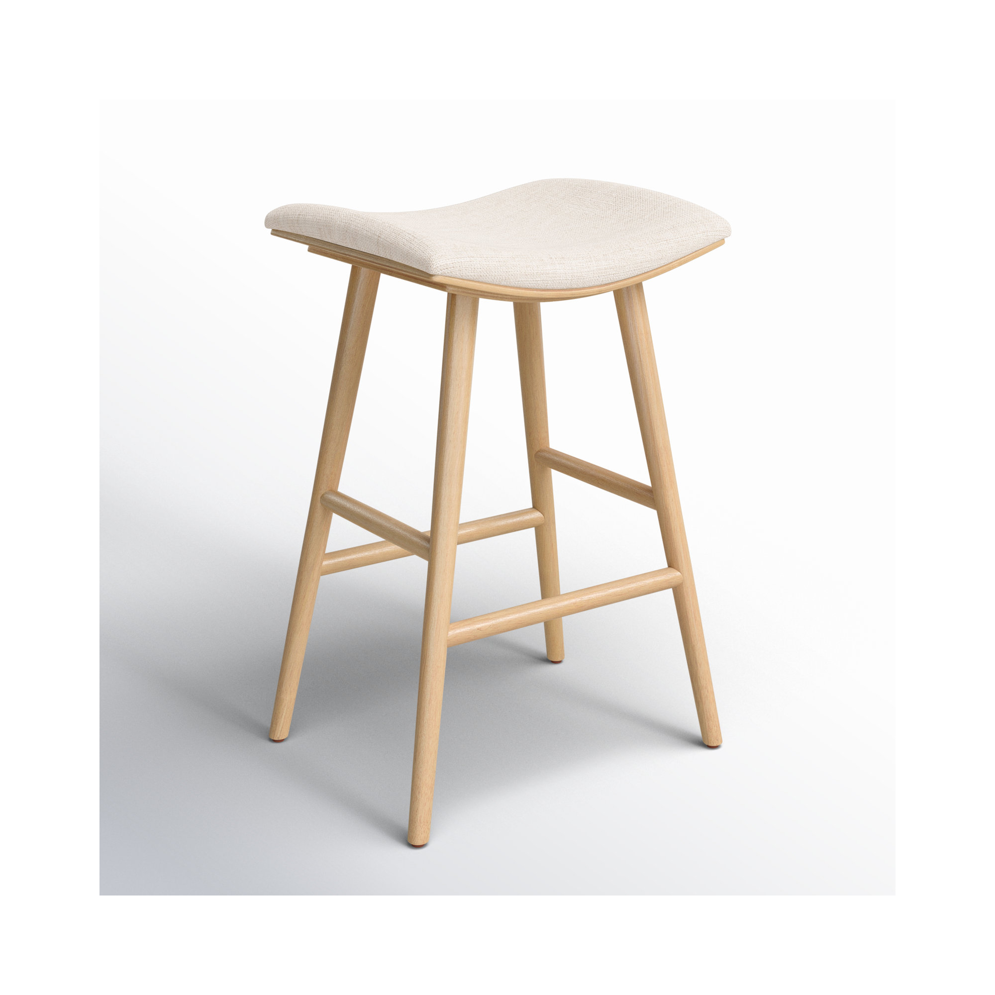 Schaeffer Solid Wood Stool, Bar Stool (30" Seat Height), Rayon/Viscose - Essence Natural/Light Parawood