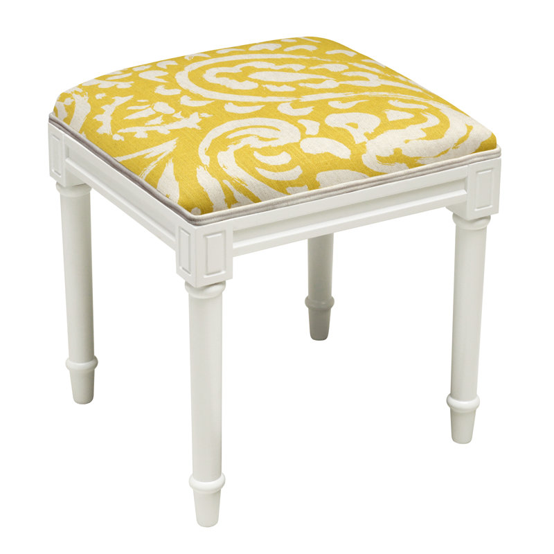 Camey Solid Wood Accent Stool, Mustard Yellow