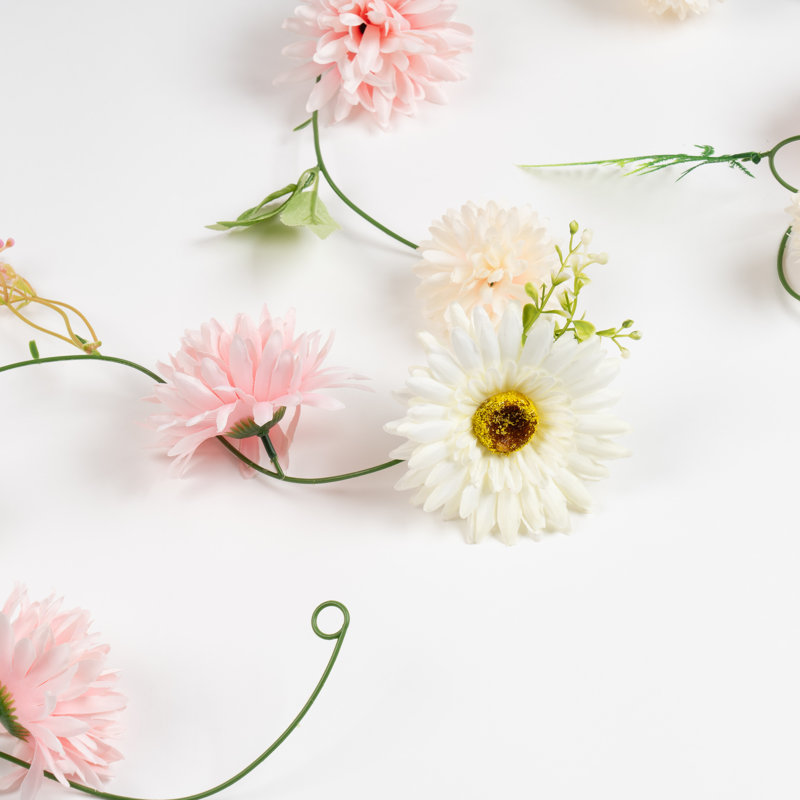 180cm Gerbera & Dahlia Droplet Garlands Pack 6, Pink