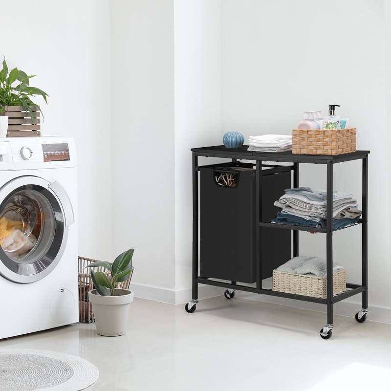 Laundry Cart with Wheels, Black