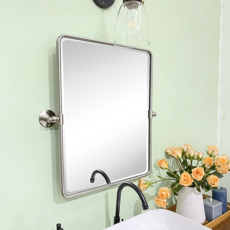 Miroir mural de salle de bain Woodvale, Nickel brossé, 24 po x 20 po