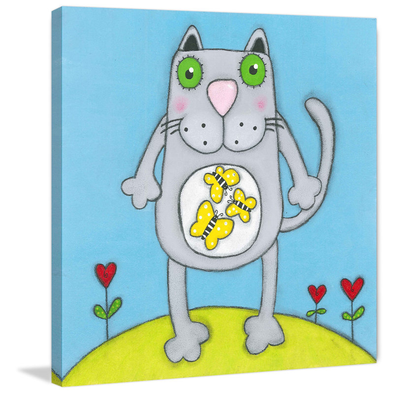 «Cat with Butterflies», reproduction sur toile tendue, H 48 po x l 48 po x P 1,5 po