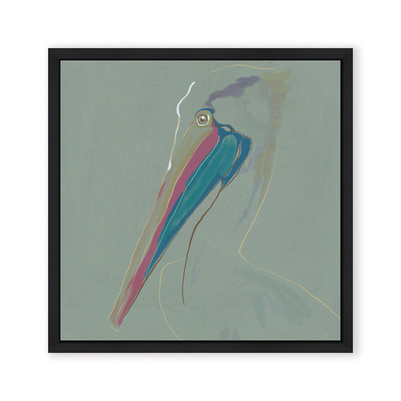 Coastal Retreat Coastal Drift: Pelican, Gold, Framed Matted Print, 36" H x 36" W
