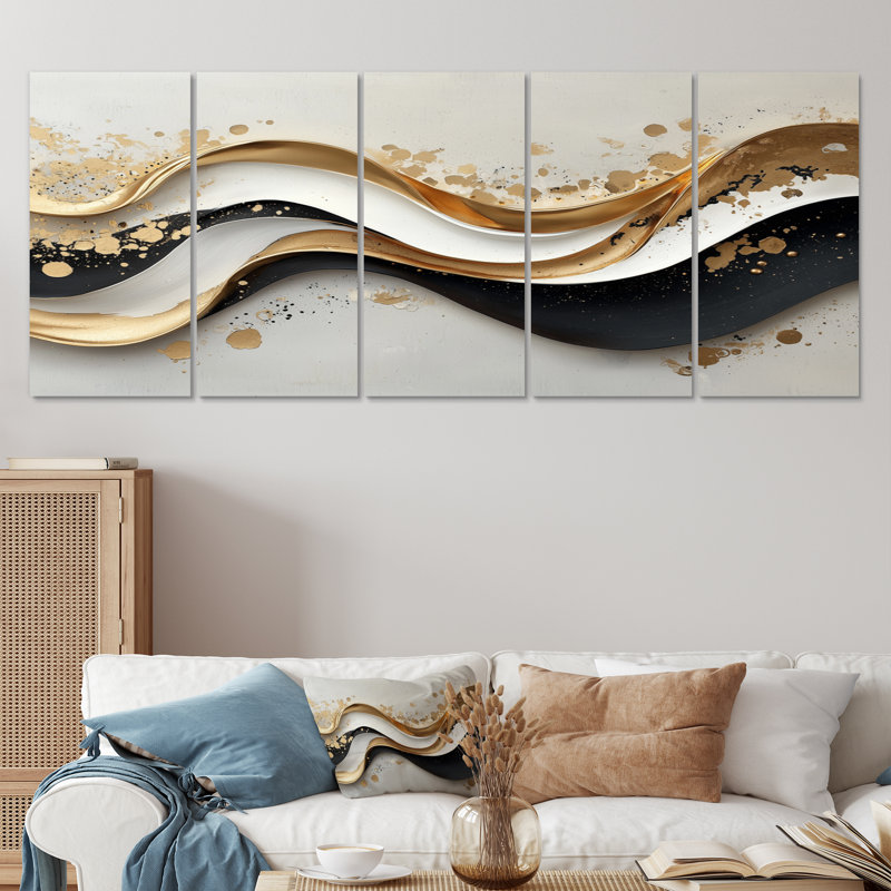 Art moderne abstrait sur toile, H 28 po x l 60 po, 5