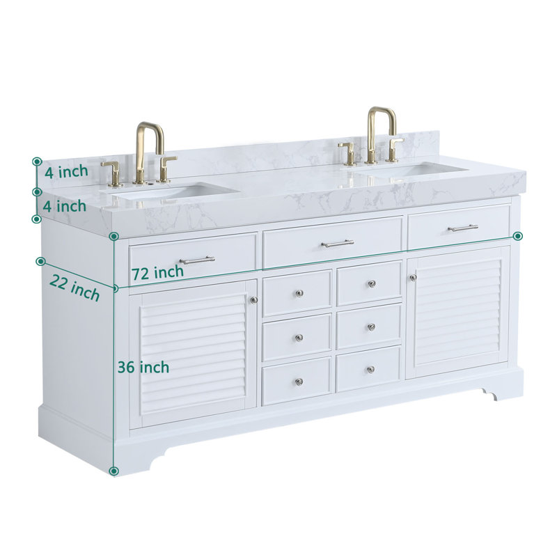 Meuble-lavabo double 72 po avec plateau en pierre reconstituée Narges