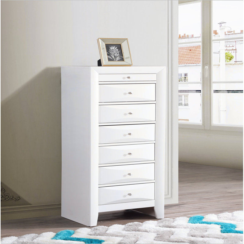 Commode pour femme 7 tiroirs Marilla G1570-LC, Blanc