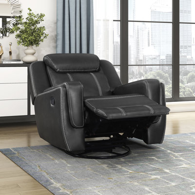 Deese 39.5" Modern Faux Leather Swivel Glider Reclining Chair with 360° Swivel & Gentle Gliding by Latitude Run