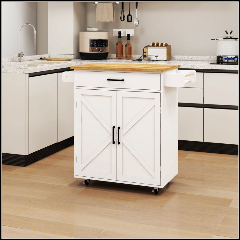 Versatile Kitchen Island Rolling Trolley Cart with Adjustable Shelves, Towel Rack, and Ample Storage for Enhanced Organization