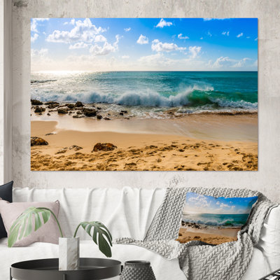 «Blue Waves Breaking On Tropical Beach», reproduction d'art sur toile nautique et côtière