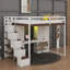 Lit mezzanine double avec marches de rangement, coiffeuse intégrée avec miroir et compartiment, placard et placards, charge USB et éclairage-90064171