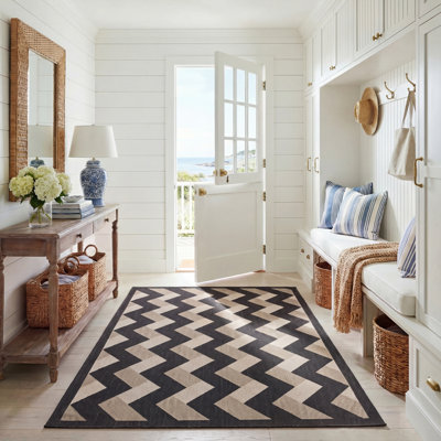 Tapis intérieur / extérieur noir / brun Arneshia