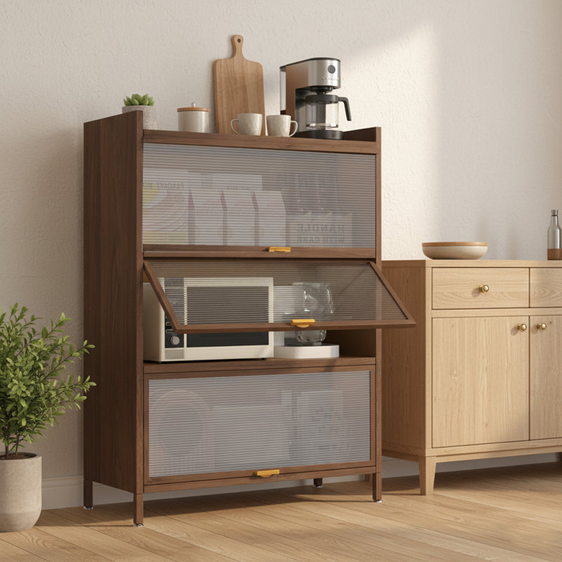Armoire moderne à porte rabattable en métal à plusieurs niveaux