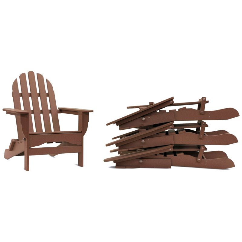 Chaise Adirondack pliante en plastique / résine Leighton, Teck