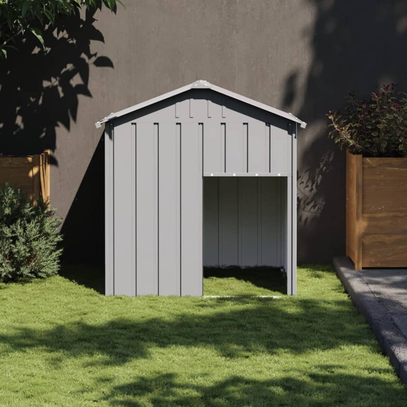 Atticus Steel Dog House, Light Gray, 49”H x 42”W x 36”D