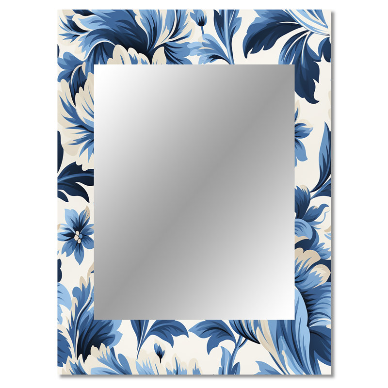 Denzal nordique damas pivoines simplicité - miroir unique floral, grand miroir mural de maison, art en métal imprimé