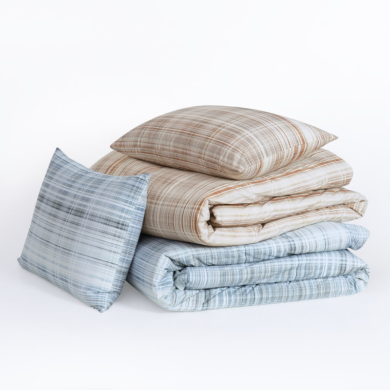 3 pièces Ensemble d'édredon cannelle, Édredon pour grand lit + 2 taies décoratives sta, Bleu