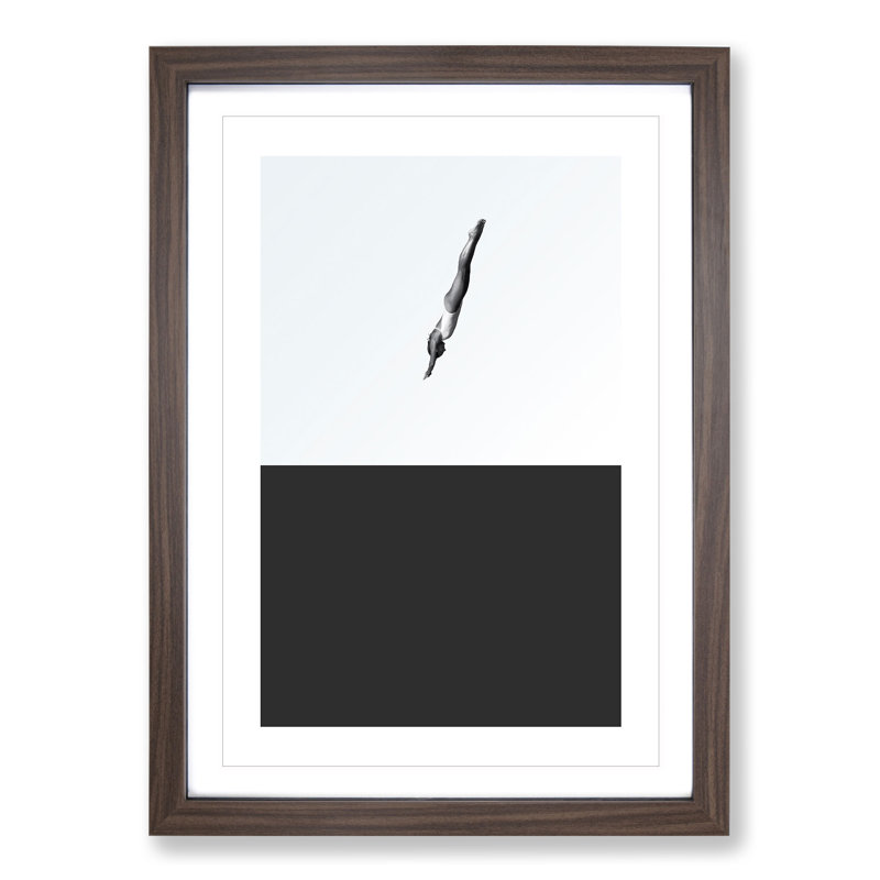 High Dive - Picture Frame Graphic Art, 36cm H x 27cm W x 2cm D, Walnut Framed