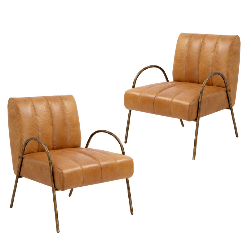 Ensemble de 2 chaises d'appoint en cuir véritable Claudia