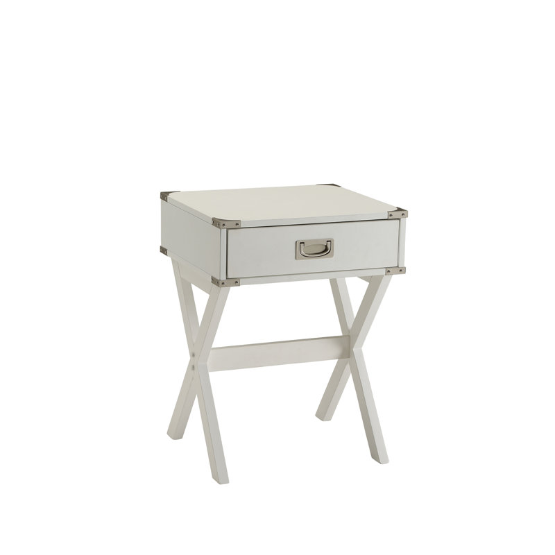 wood square nightstand, White